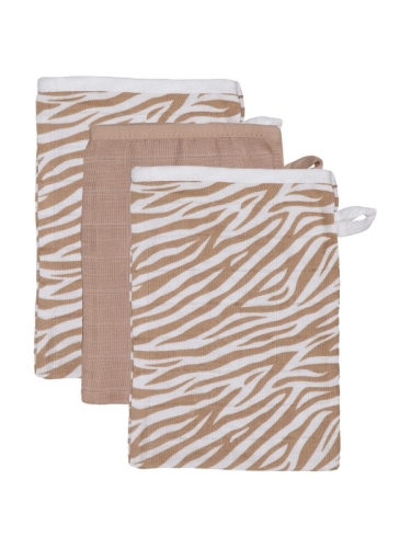 Blush &amp; Blossom - Musselin Waschhandschuhe -3er Pack Zebra