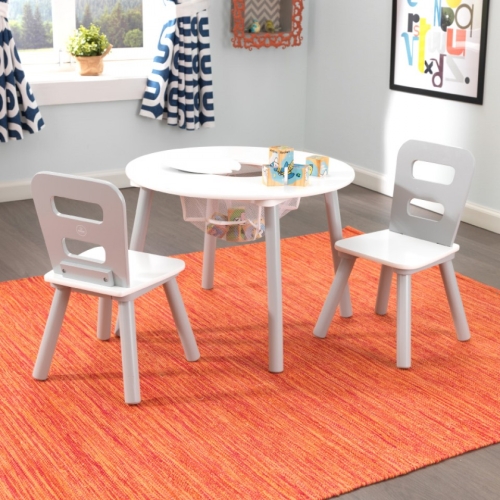 Kidkraft Round Table mit Stühlen grau und weiß