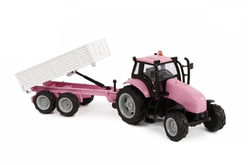 Kids Globe Traktor mit Anhänger rosa