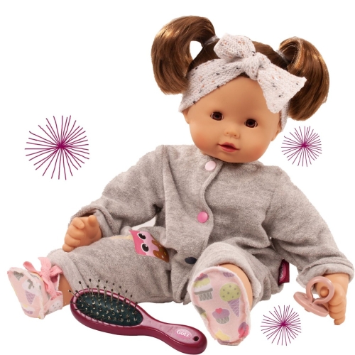 Götz Maxy Muffin, Mädchen Eis am Stiel, braune Haare, verschlafene Augen, 42 cm