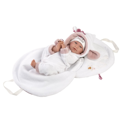 Llorens weinende Babypuppe Lala Rosa mit Sound in Tasche 42 cm