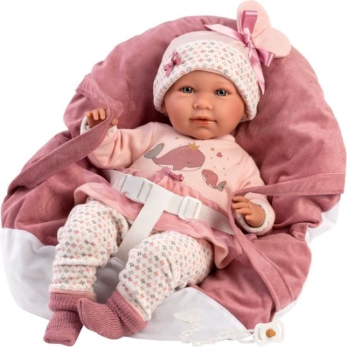 Llorens Crying Baby Doll Mimi Pink mit Träger und Sound 42 cm
