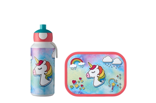 Mepal Trinkflasche Pop-up und Lunchbox Campus Unicorn