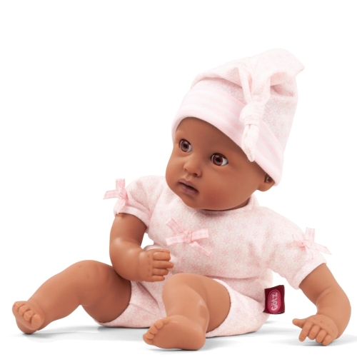 Götz Muffin zum Anziehen, "Afro", haarlos, verschlafene Augen, 33 cm
