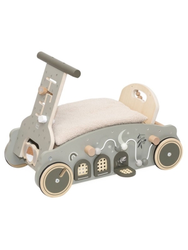 Label Label Label 3-in-1 Walking Trainer aus Holz Olivgrün