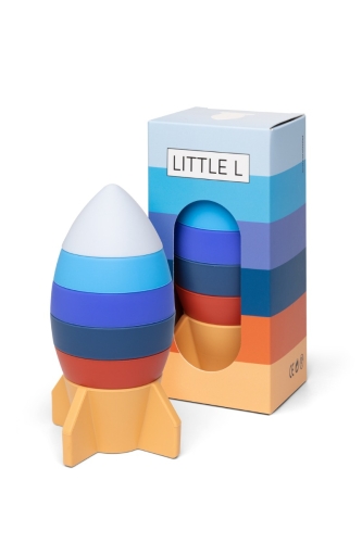 Kleiner L Stapelturm Rakete Blau und Orange