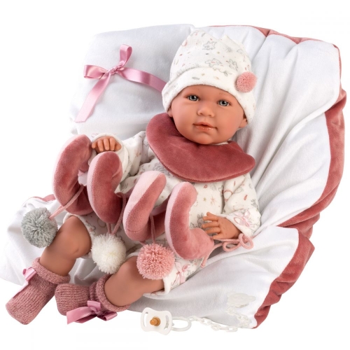 Llorens weinende Babypuppe Mimi Rosa mit Kissen, Spielzeug und Sound 42 cm