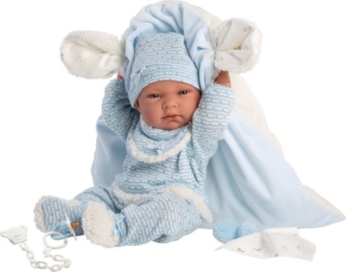 Llorens Babypuppe Nico Blau mit Kissen und Spieltuch 40 cm