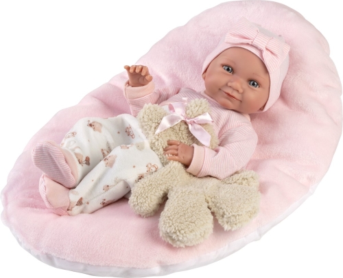 Llorens Baby Puppe Nica Rosa mit Kissen und Kuschel 40 cm
