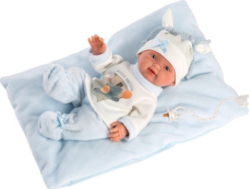 Llorens Baby Puppe Bebito Blau mit Kissen 26cm