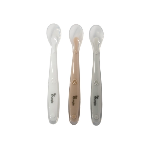 BoJungle Soft Löffel Set Silikon (Weiß-Grau-Terrakotta)